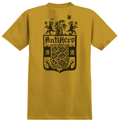 ANTIHERO COAT OF ARMS TEE MUSTARD HEATHER w/ BLACK PRINTS