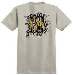 ANTIHERO MEDIEVAL TEE HEATHER CREME w/ BLACK & GOLDEN YELLOW PRINTS