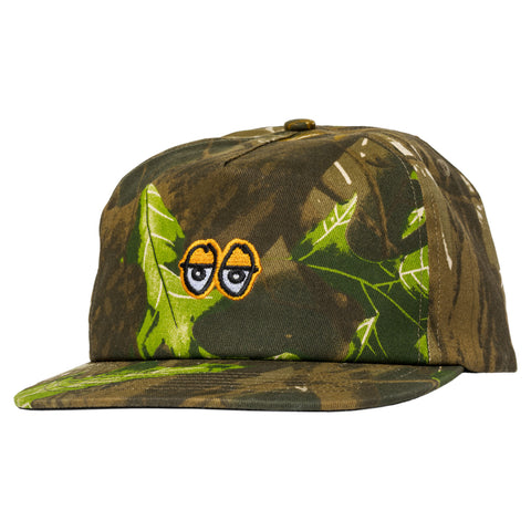 KROOKED EYES CAMO SNAPBACK REAL TREE CAMO w/ ORANGE EYES LOGO EMBROIDERY