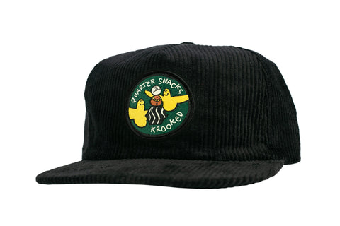 KROOKED X QUARTERSNACKS SNACK BIRDS SNAPBACK BLACK CORDUROY