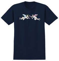 KROOKED ANGELS TEE TRUE NAVY w/ MULTI COLOR PRINT