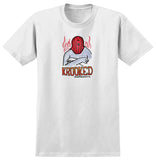 KROOKED FIRE MASK TEE WHITE w/ MULTI COLOR PRINT