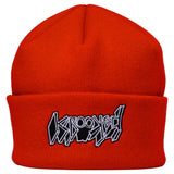 KROOKED VW CUFF BEANIE RED w/ BLACK & WHITE EMBROIDERED LOGO