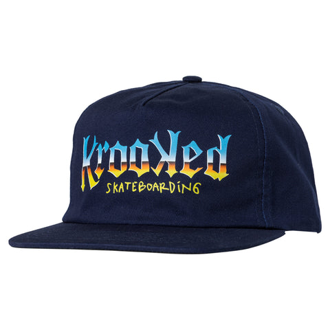 KROOKED CHROME ZONE SNAPBACK NAVY w/ MULTI COLOR PRINT