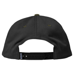 REAL EMB SNAPBACK CHARCOAL & TAN w/ MULTICOLOR EMBROIDERY