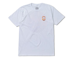 SPITFIRE FLAMED FILL SWIRL TEE WHITE w/ MULTICOLOR PRINTS