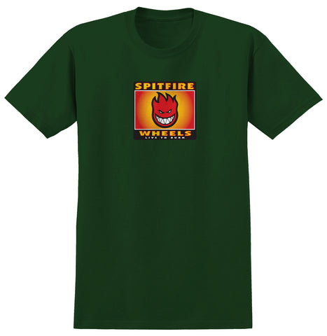SPITFIRE BIGHEAD BOX TEE FOREST GREEN w/ MULTI COLOR PRINT