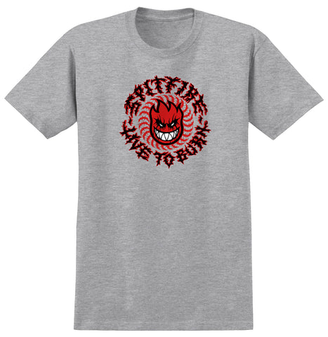 SPITFIRE DEATHMASK CLASSIC TEE HEATHER GREY w/ MULTI COLOR PRINT