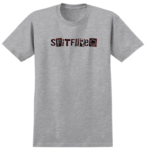 SPITFIRE RANSOM TEE ATHLETIC GREY w/ MULTI COLOR PRINT