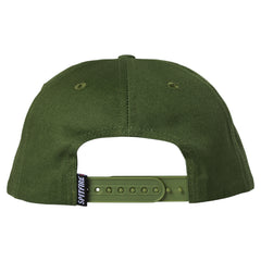 SPITFIRE OLD E BARBED SNAPBACK MILITARY GREEN w/ BLACK & WHITE PRINT