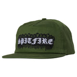 SPITFIRE OLD E BARBED SNAPBACK MILITARY GREEN w/ BLACK & WHITE PRINT