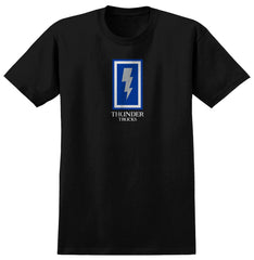 THUNDER BOXED BOLT TEE BLACK w/ BLUE, GREY, AND WHITE PRINT