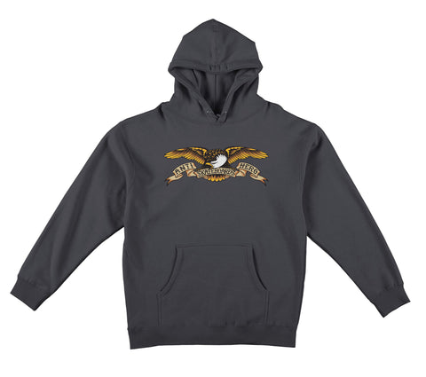 ANTIHERO EAGLE HOOD CHARCOAL (SOLID) w/ BLACK MULTI COLOR PRINT