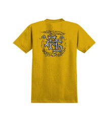 ANTIHERO CUSTOMS TEE HEATHER MUSTARD w/ BLACK & METALLIC SILVER PRINTS
