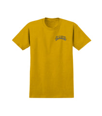 ANTIHERO CUSTOMS TEE HEATHER MUSTARD w/ BLACK & METALLIC SILVER PRINTS