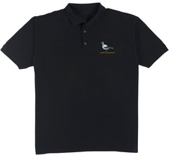 ANTIHERO LIL PIGEON EMB POLO SHIRT BLACK w/ MULTI COLOR EMBROIDERY