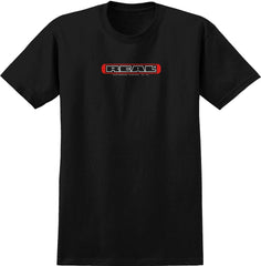 REAL LOGO BAR TEE BLACK w/ RED & WHITE PRINT