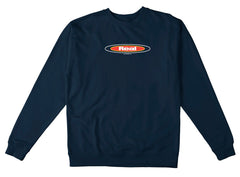 REAL WIDE OVAL HEAVYWEIGHT CREWNECK NAVY w/ WHITE, RED & YELLOW PRINT