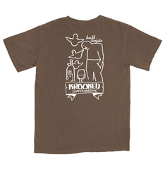 KROOKED COMPLEX GARMENT DYED TEE ESPRESSO w/ WHITE PRINT