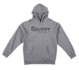 THUNDER VERTEBRAE SCRIPT HOOD HEATHER GREY w/ BLACK & WHITE PRINT