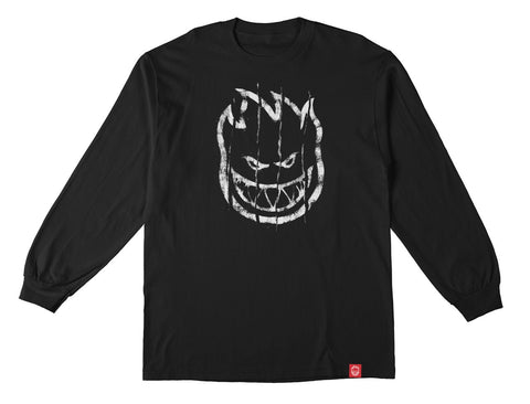 SPITFIRE BIGHEAD TORN L/S TEE BLACK w/ WHITE PRINT
