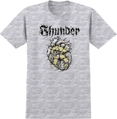 THUNDER VERTEBRAE PULSE TEE ASH GREY(HEATHER) w/ BLACK, WHITE & TAN PRINT
