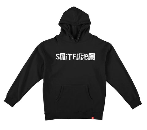 SPITFIRE RANSOM II HOOD BLACK w/ WHITE PRINT