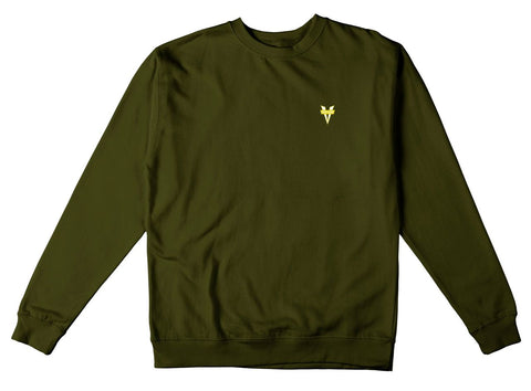 VENTURE HERITAGE EMB HEAVYWEIGHT CREWNECK ARMY w/ YELLOW & WHITE EMBROIDERY
