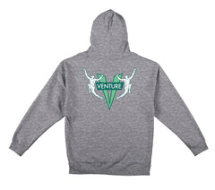 VENTURE HERITAGE TEAM HEAVYWEIGHT ZIP HOOD HEATHER GREY w/ GREEN & WHITE PRINTS