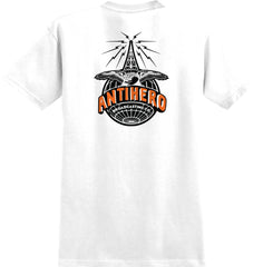 ANTIHERO BROADCAST TEE WHITE w/ BLACK & ORANGE PRINTS