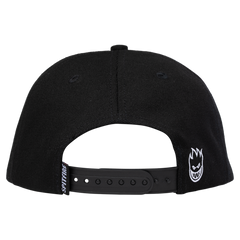 SPITFIRE SAVIE II TAG SNAPBACK BLACK w/ WHITE EMBROIDERY