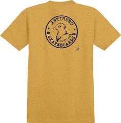 ANTIHERO POSTAL RINGSPUN TEE HEATHER MUSTARD w/ NAVY PRINTS