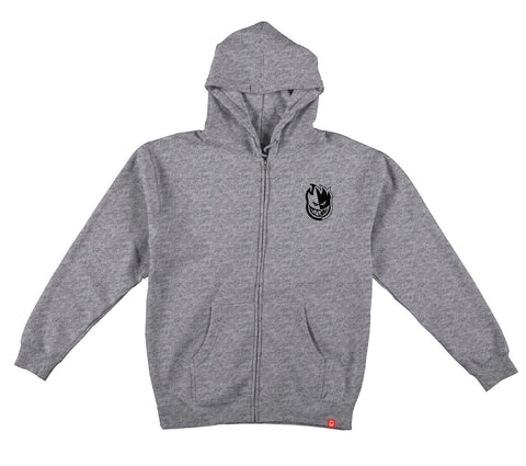 SPITFIRE BIGHEAD SPLIT DOUBLE ZIP HOOD HEATHER GREY w/ BLACK PRINTS