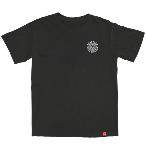 SPITFIRE WEBBED CLASSIC TEE BLACK (GARMENT DYE) w/ WHITE PRINTS