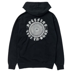 SPITFIRE WEBBED CLASSIC ZIP HOOD BLACK VINTAGE WASH w/ EMBROIDERY