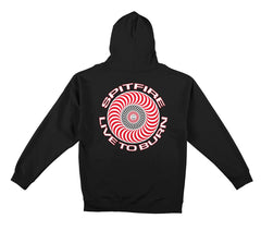 SPITFIRE CLASSIC '87 SWIRL LTB ZIP HOOD BLACK w/ WHITE & RED PRINTS