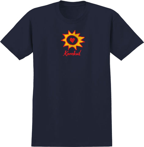 KROOKED SUN HEART TEE TRUE NAVY w/ RED & YELLOW PRINT