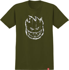 SPITFIRE BIGHEAD TORN TEE MILITARY GREEN w/ WHITE PRINT