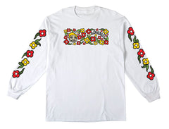 KROOKED SWEATPANTS FLOWER SLEEVE L/S TEE WHITE w/ MULTI COLOR PRINTS