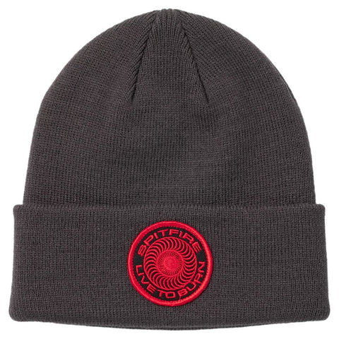 SPITFIRE CLASSIC '87 SWIRL LTB PATCH CUFF BEANIE CHARCOAL / BLACK / RED
