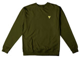 VENTURE HERITAGE EMB CREWNECK ARMY w/ YELLOW & WHITE EMBROIDERY