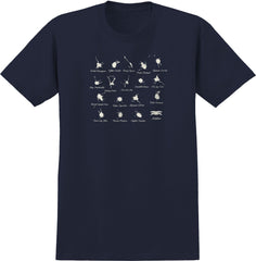 ANTIHERO DAMN PIGEONS RINGSPUN TEE NAVY w/ PALE YELLOW PRINT