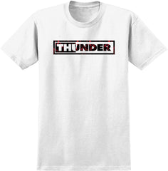 THUNDER BAR BOLT STRIKE TEE WHITE w/ BLACK & RED PRINT