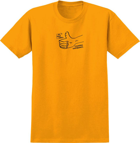 KROOKED SHOP STEAL TEE GOLD w/ BLACK PRINT