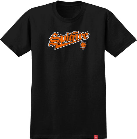 SPITFIRE BASEBALL BIGHEAD YOUTH TEE BLACK w/ ORANGE, BLACK & WHITE PRINT