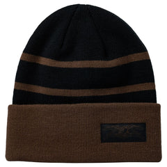 ANTIHERO STOCK EAGLE LABEL CUFF BEANIE BLACK / DARK BROWN