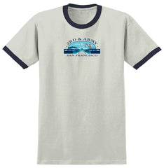 REAL 3RD AND ARMY RINGER TEE NATURAL / MIDNIGHT NAVY w/ MULTI COLOR PRINT