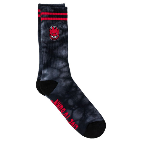 SPITFIRE BIGHEAD FILL EMB TIE DYE SOCK BLACK (TIE DYE) / RED