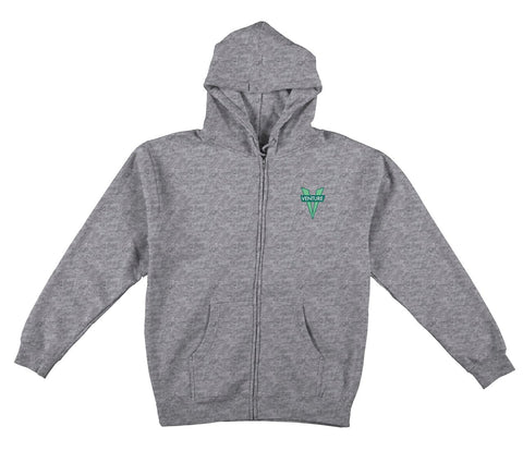 VENTURE HERITAGE TEAM HEAVYWEIGHT ZIP HOOD HEATHER GREY w/ GREEN & WHITE PRINTS
