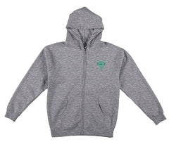 VENTURE HERITAGE TEAM HEAVYWEIGHT ZIP HOOD HEATHER GREY w/ GREEN & WHITE PRINTS